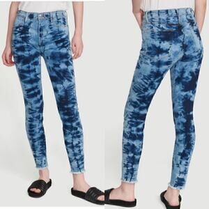 Frame Tie Dye Le High Skinny Raw Edge in Gaze 28